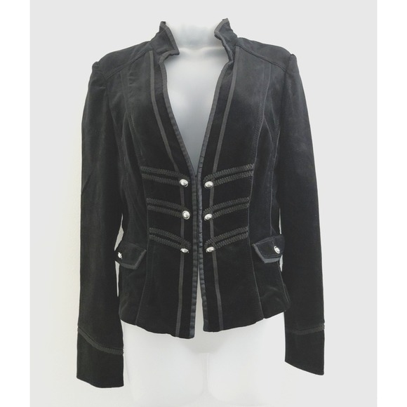 Jackets & Blazers - WHBM Velvet Blazer Jacket Womens 10 Black Military Luxury Goth Indy Retro Punk